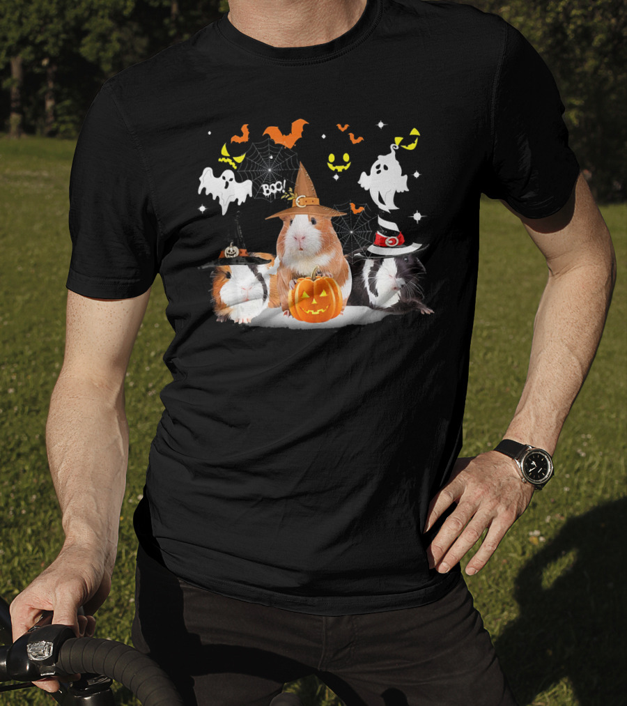 Halloween Cute Guinea Pig Witch Ghost Pumpkin Boo T-Shirt