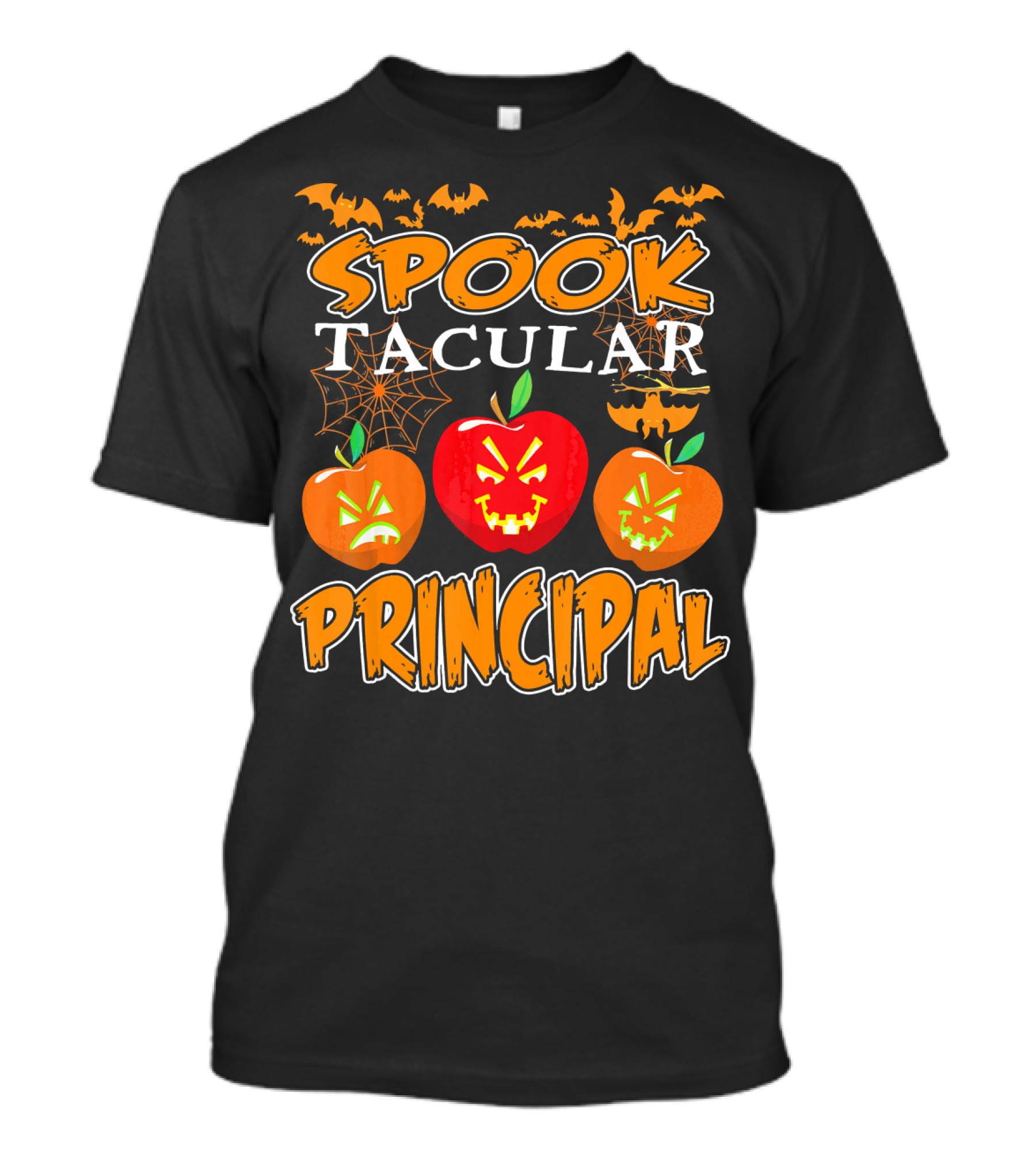 Spooktacular Principal Halloween Pumpkins And Bats T-Shirt