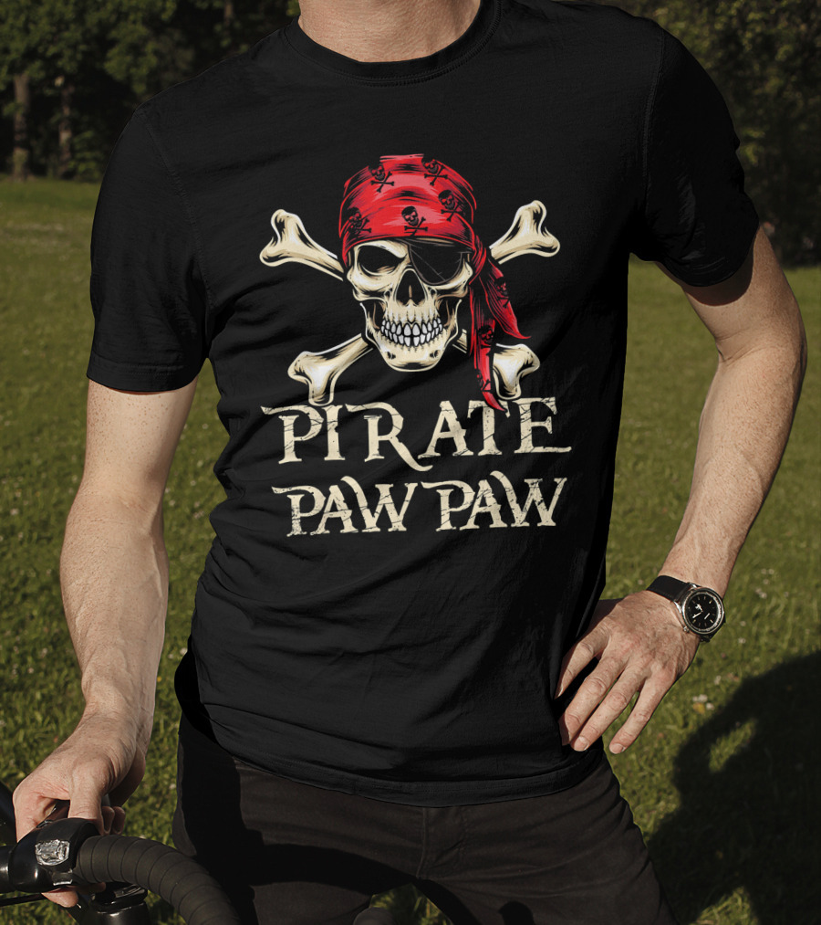 Pirate Paw Paw Skull And Crossbones Red Bandana T-Shirt