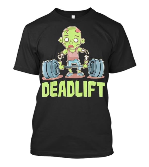 Deadlift Zombie Lifting Cartoon Undead Weightlifting T-Shirt