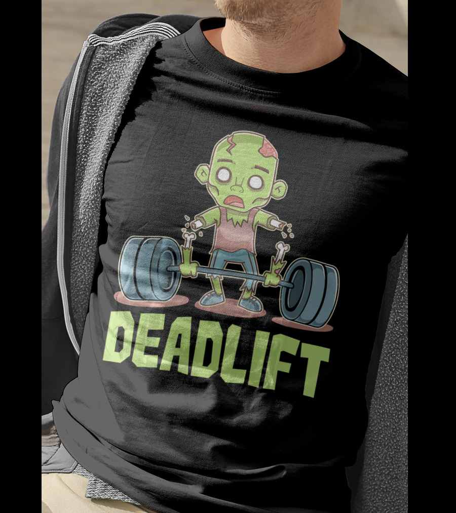 Deadlift Zombie Lifting Cartoon Undead Weightlifting T-Shirt