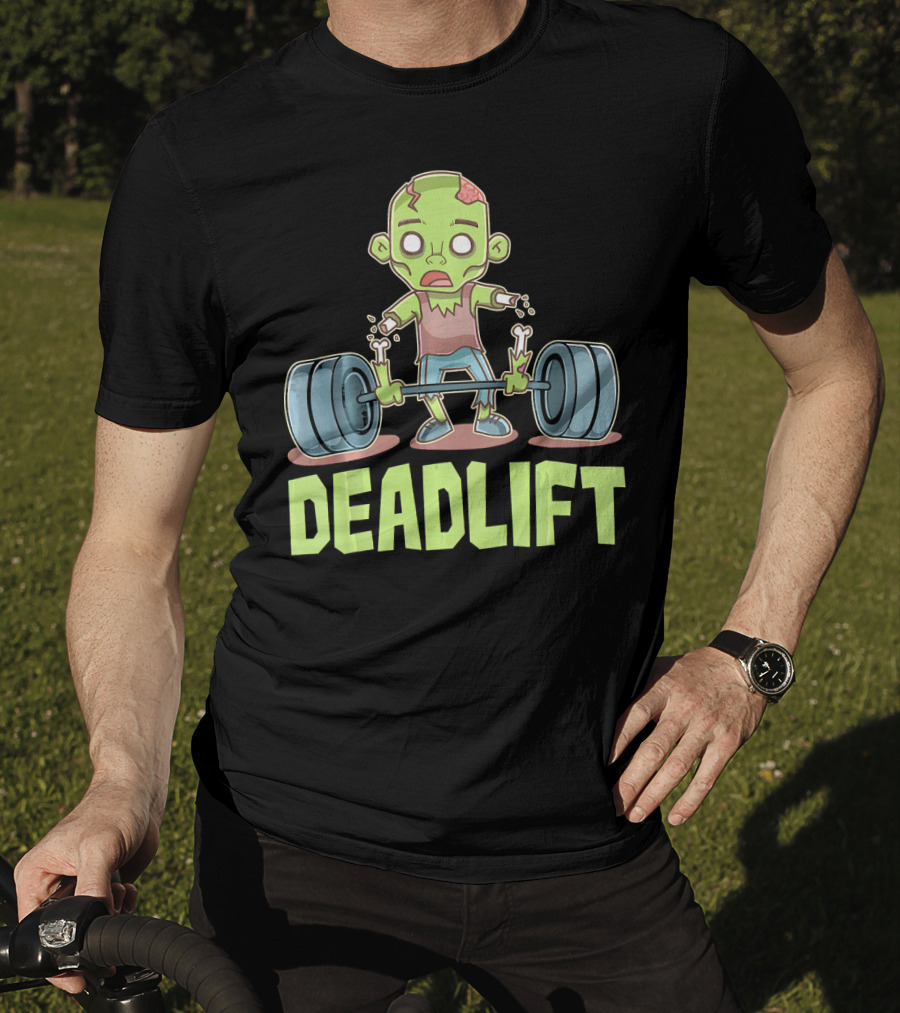 Deadlift Zombie Lifting Cartoon Undead Weightlifting T-Shirt