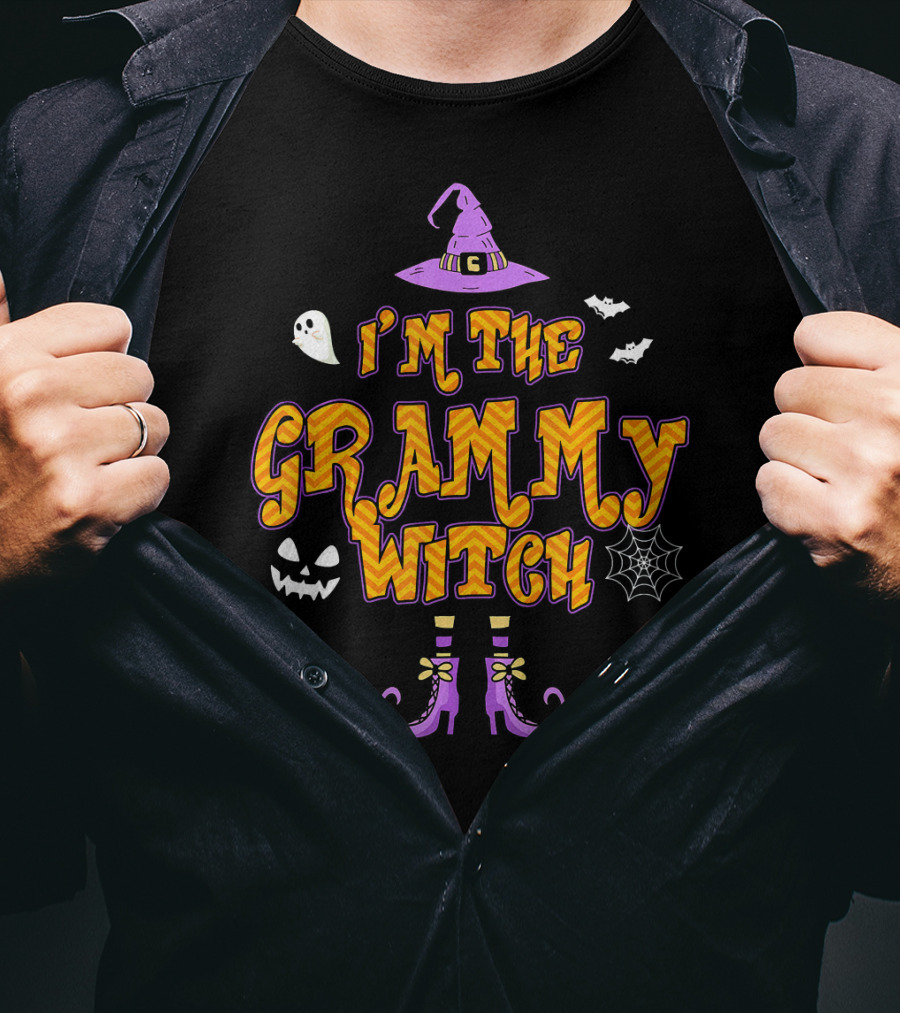 I'm The Grammy Witch Halloween Ghosts And Pumpkin Hat Boots T-Shirt