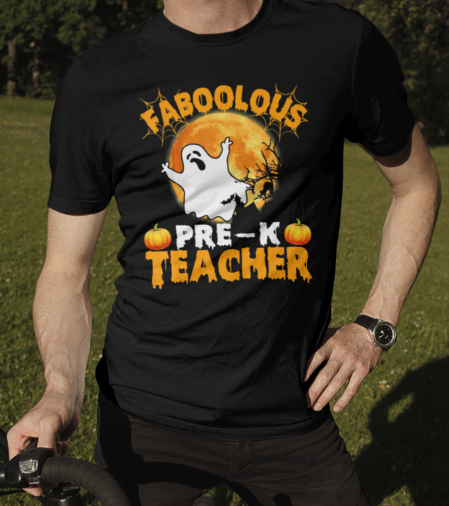 Faboolous Pre K Teacher Moon Ghost Pumpkin Halloween T-Shirt