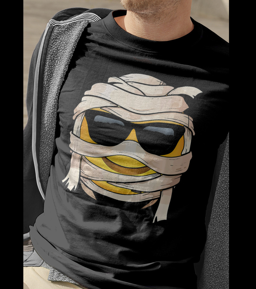 Smiling Face With Sunglasses Emoji Wink Wrapped In Bandages T-Shirt