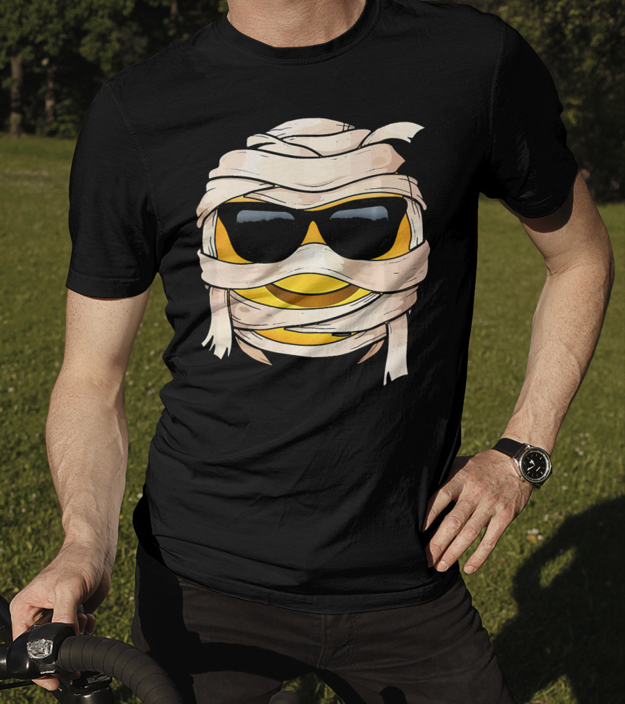 Smiling Face With Sunglasses Emoji Wink Wrapped In Bandages T-Shirt