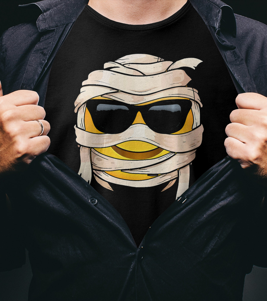 Smiling Face With Sunglasses Emoji Wink Wrapped In Bandages T-Shirt