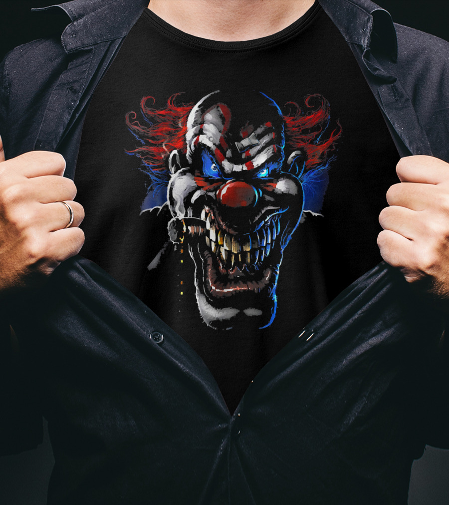 Scary Clown Evil Grinning Red Eyes T-Shirt
