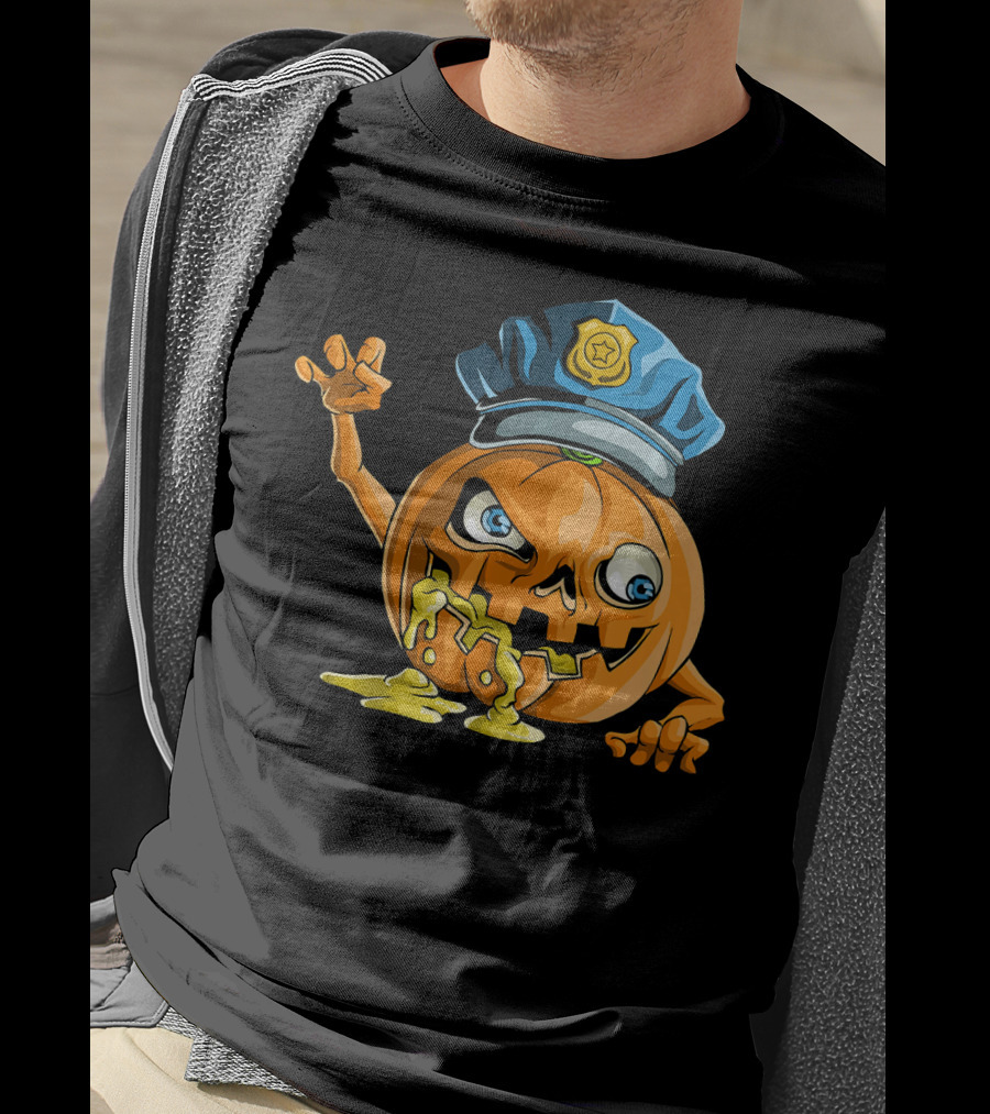Zombie Pumpkin Police Officer Rising T-Shirt
