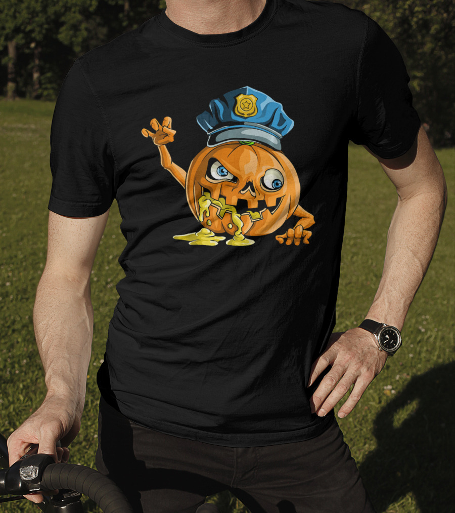 Zombie Pumpkin Police Officer Rising T-Shirt