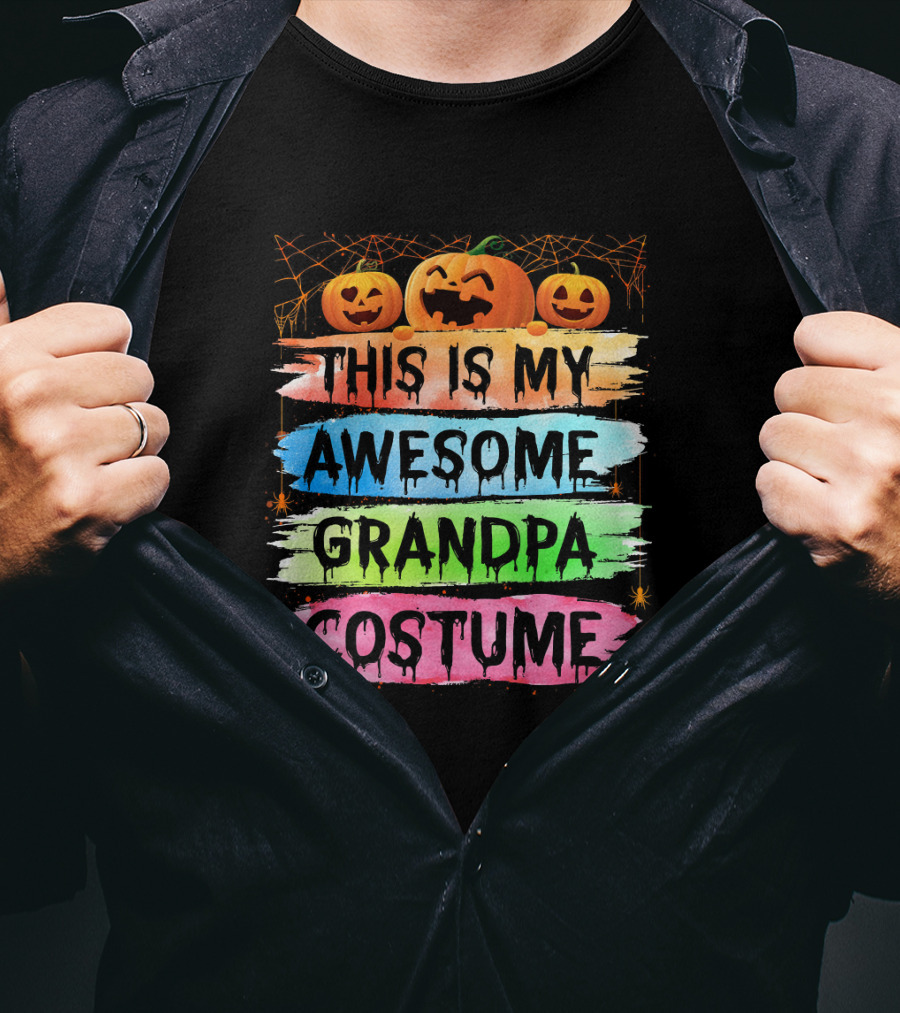 This Is My Awesome Grandpa Costume Halloween Pumpkins T-Shirt
