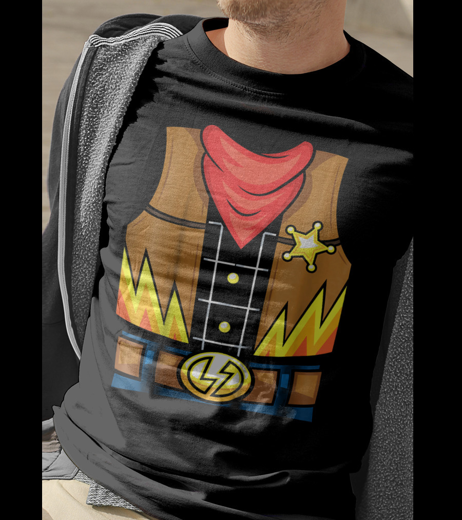 Kids Cowboy Lightning Sheriff Badge Vest T-Shirt