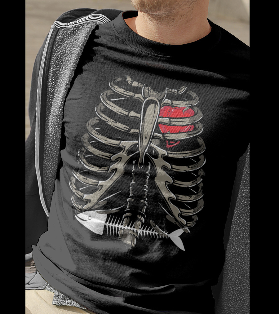 Xray Ribcage Heart Fish Bone Costume Cool Easy T-Shirt