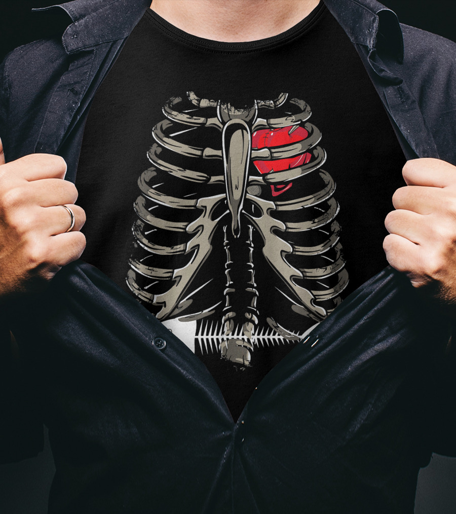 Xray Ribcage Heart Fish Bone Costume Cool Easy T-Shirt