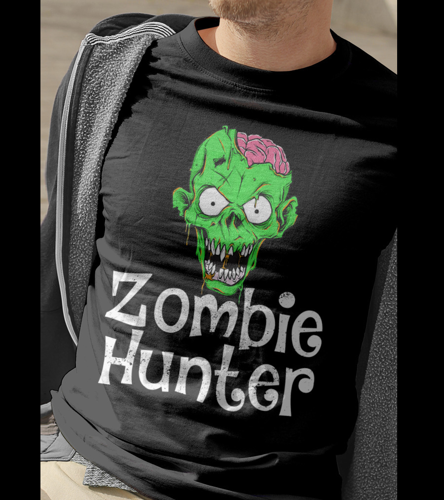 Zombie Hunter Halloween Zombie Head T-Shirt