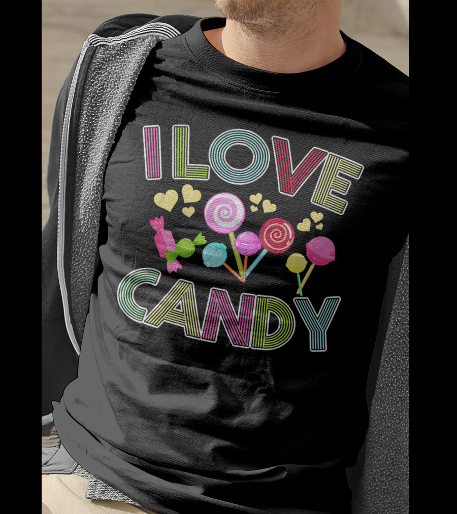 I Love Candy Cute Halloween Trick Or Tre Pops Hearts Colorful Candies T-Shirt