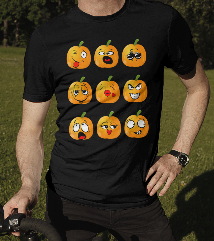 Pumpkin Emoji Faces Emo Expressions T-Shirt