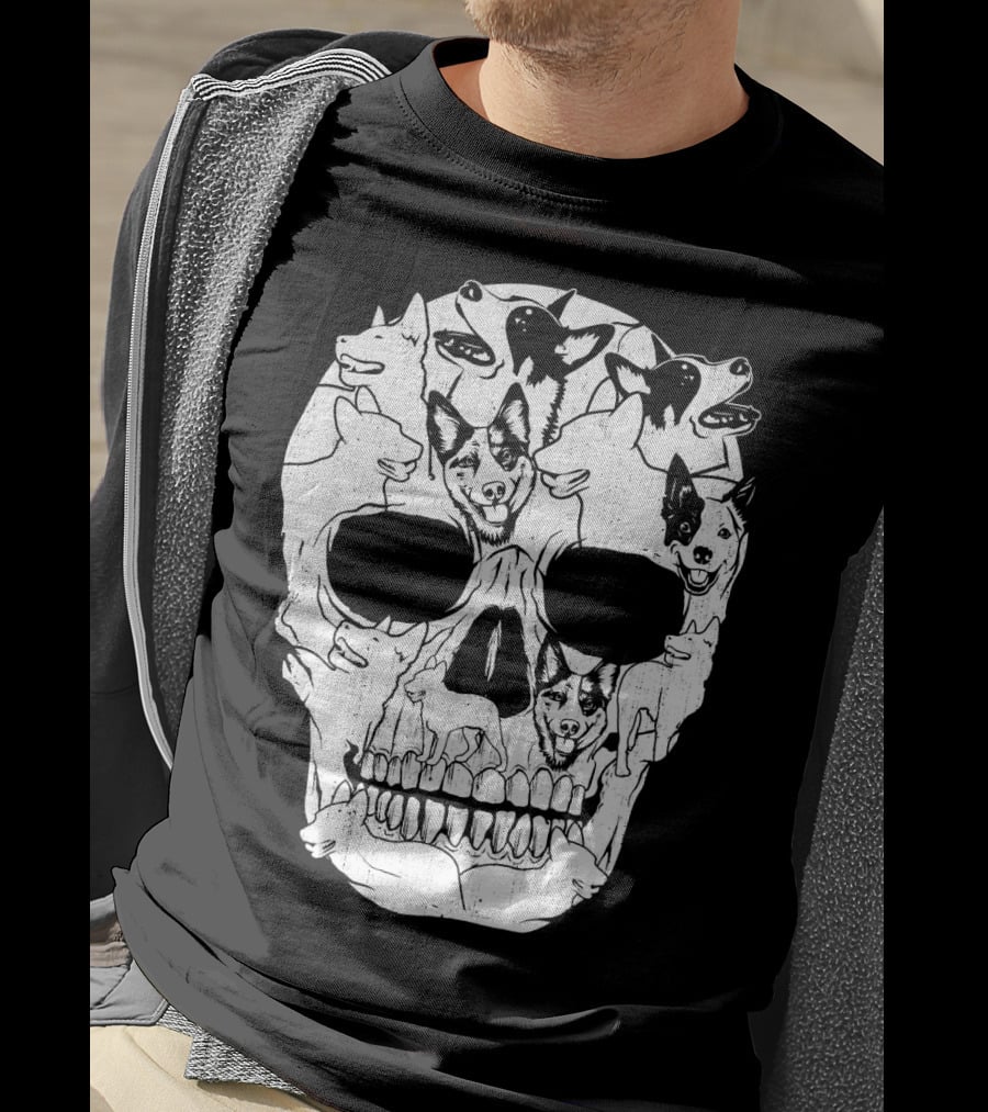 Australian Cattle Dog Skull Halloween Co Canine T-Shirt