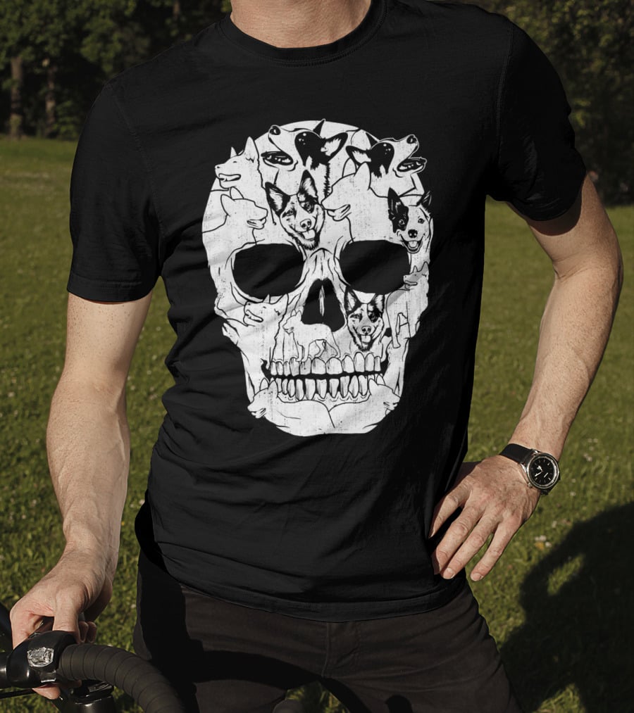 Australian Cattle Dog Skull Halloween Co Canine T-Shirt