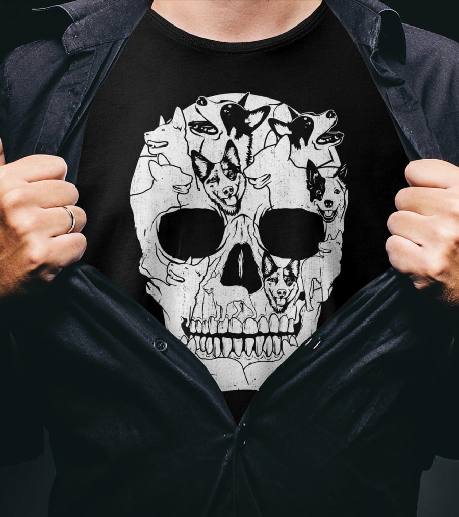 Australian Cattle Dog Skull Halloween Co Canine T-Shirt