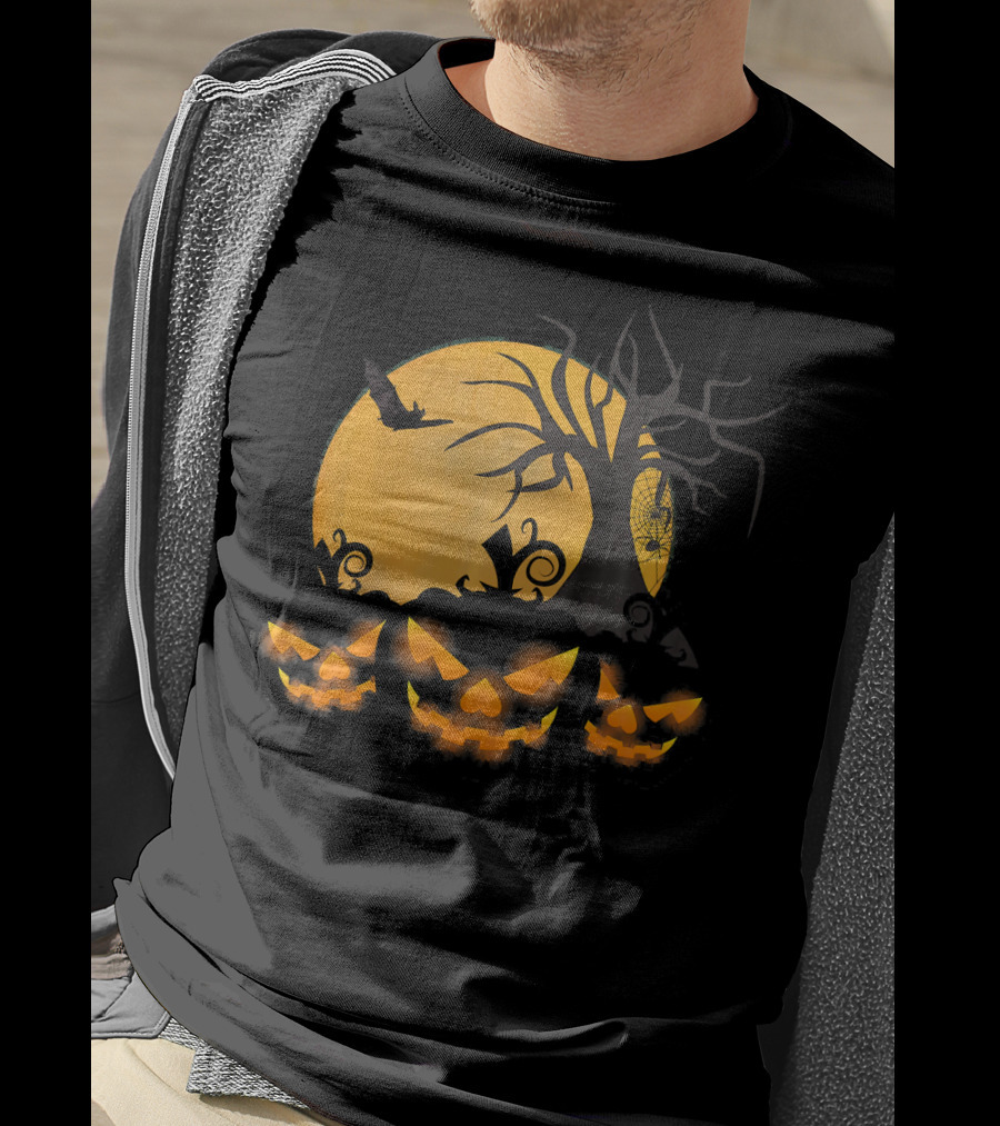 Scary Happy Halloween Spooky Pumpkin Moon Haunted Night T-Shirt