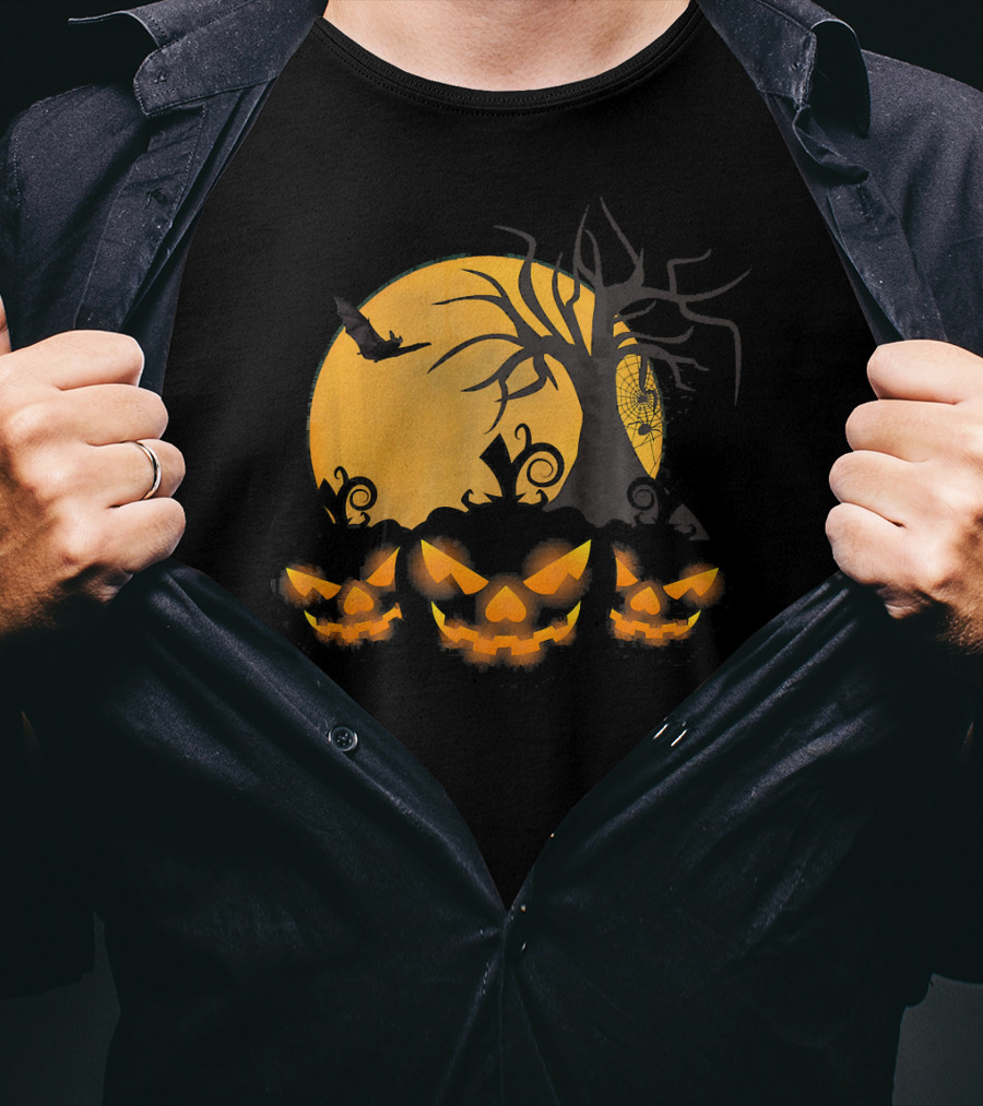 Scary Happy Halloween Spooky Pumpkin Moon Haunted Night T-Shirt