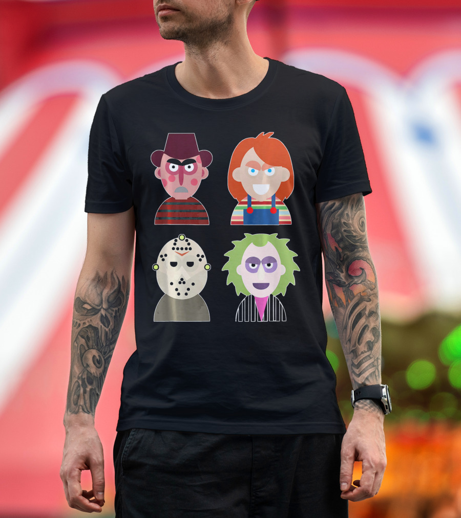 Freddy Krueger Chucky Jason Voorhees Beetlejuice Horror Movie Icons T-Shirt