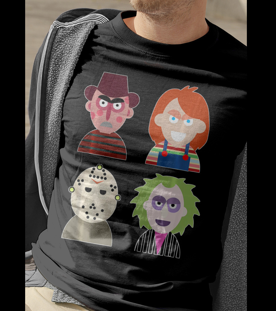 Freddy Krueger Chucky Jason Voorhees Beetlejuice Horror Movie Icons T-Shirt