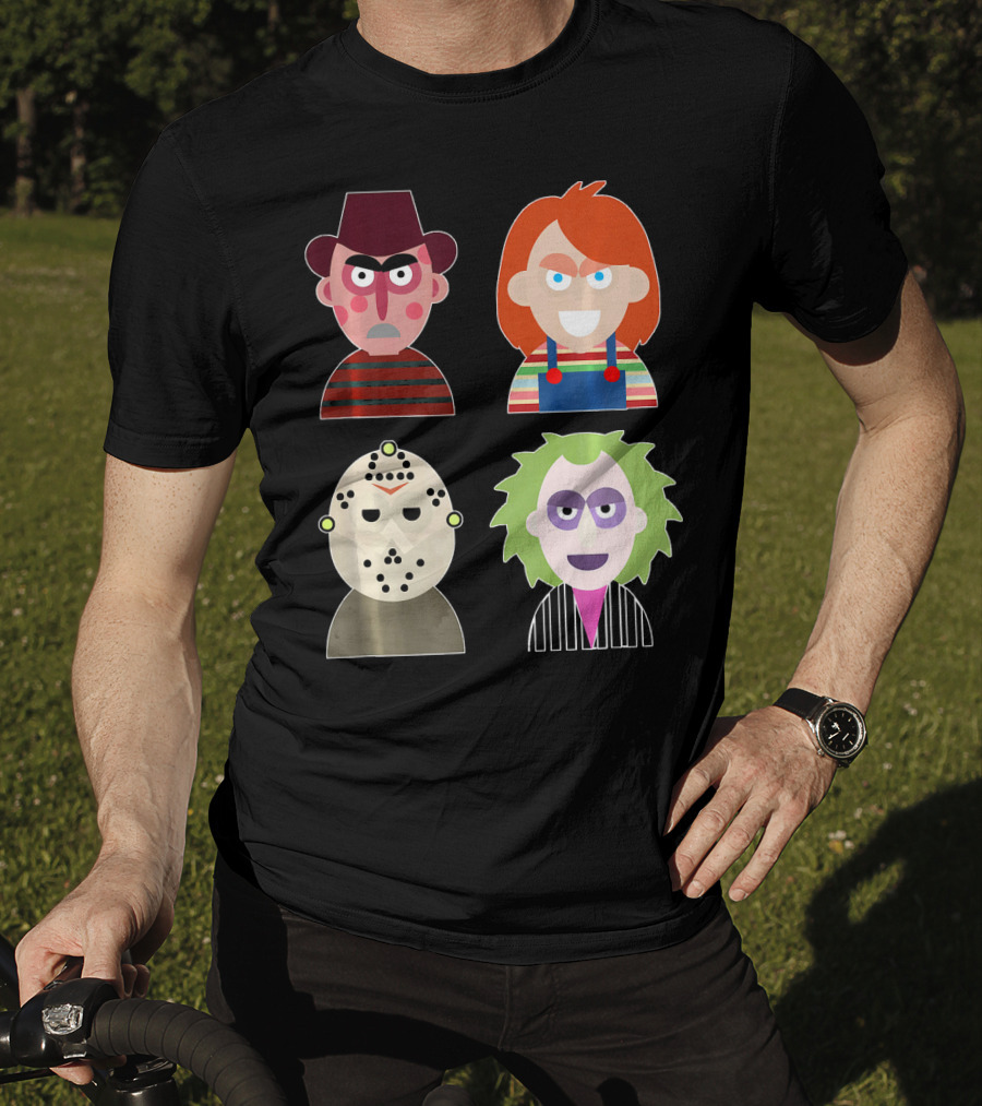Freddy Krueger Chucky Jason Voorhees Beetlejuice Horror Movie Icons T-Shirt