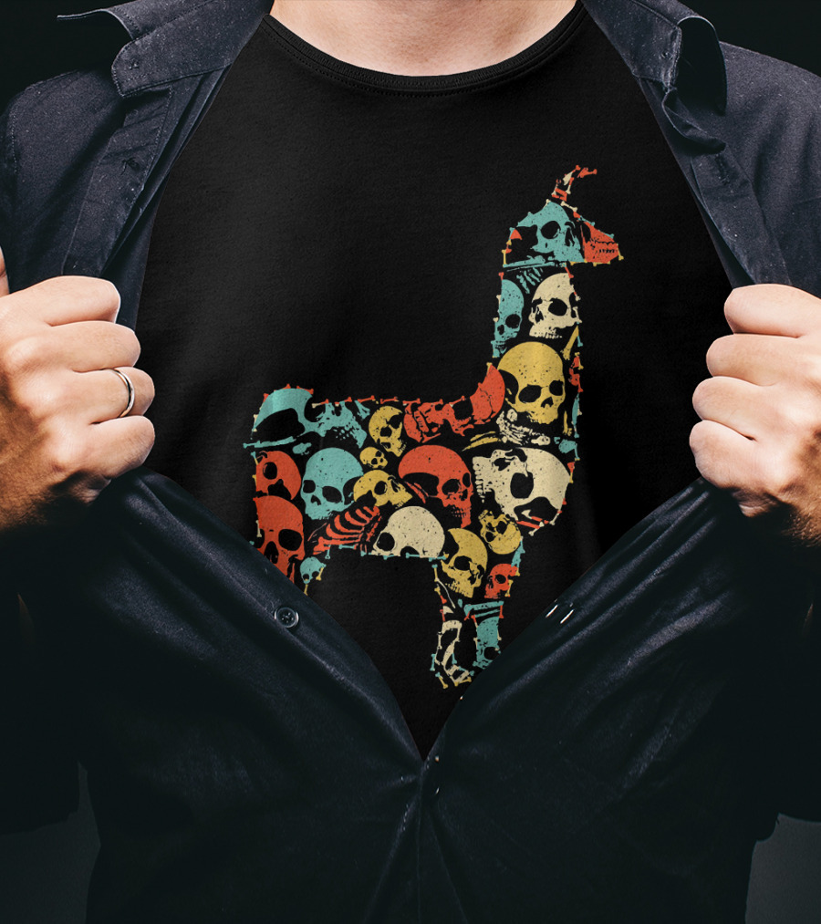LLAMA Skull Skeleton Bone T-Shirt