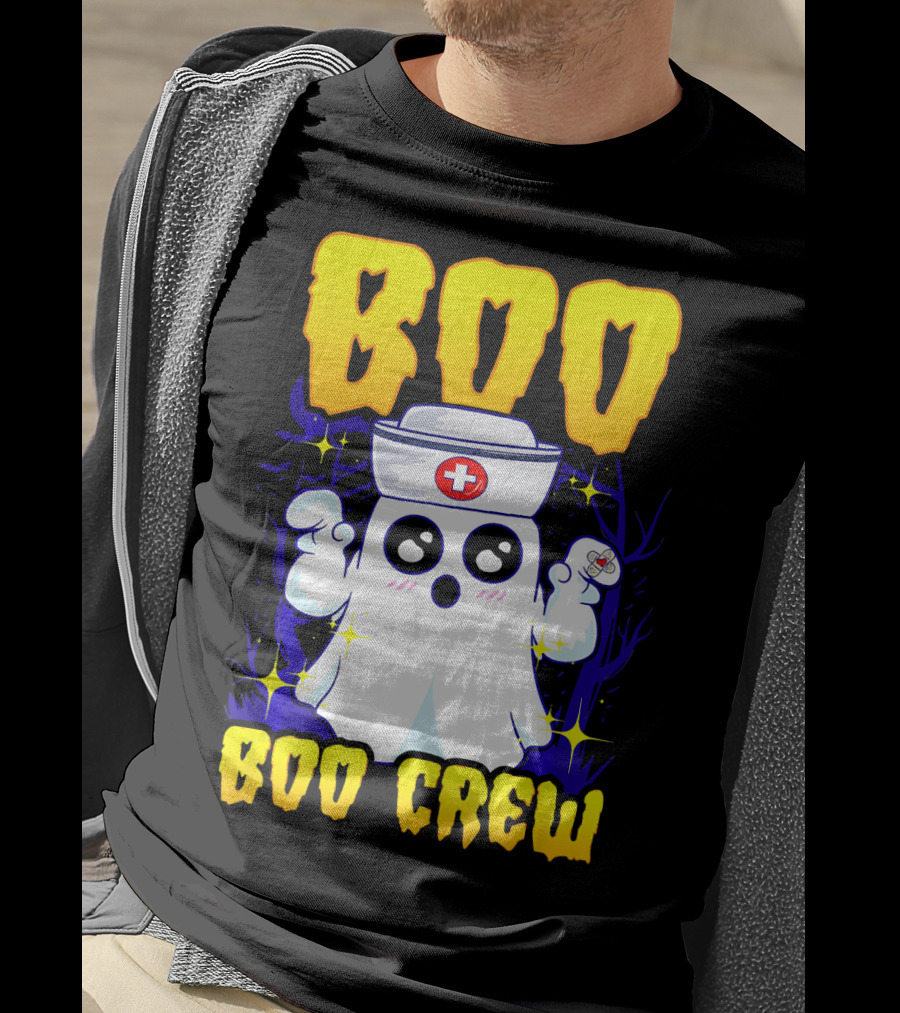 BOO Nurse Ghost Boo Crew Halloween T-Shirt