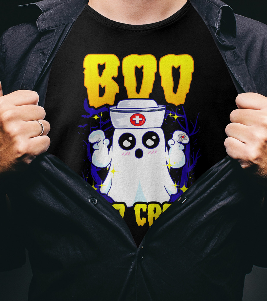 BOO Nurse Ghost Boo Crew Halloween T-Shirt