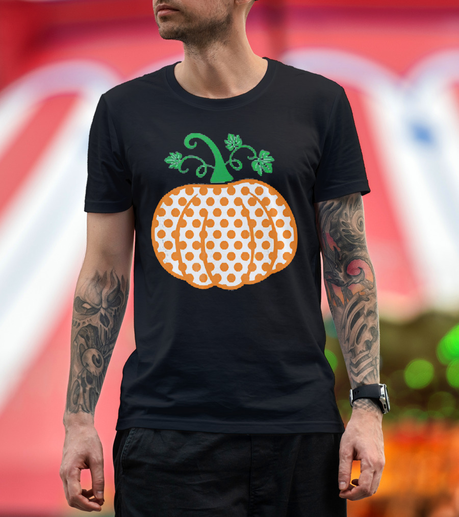 Pumpkin Polka Dot Pattern Autumn Decor T-Shirt