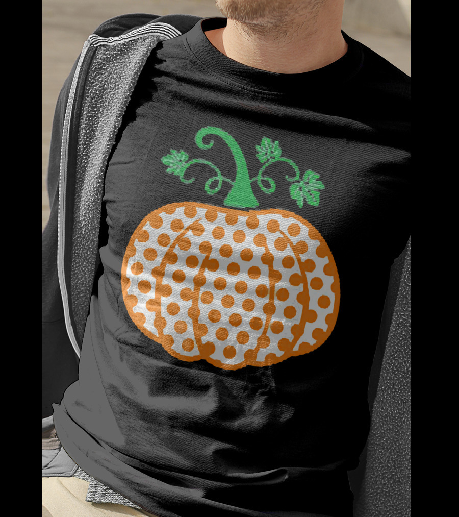Pumpkin Polka Dot Pattern Autumn Decor T-Shirt