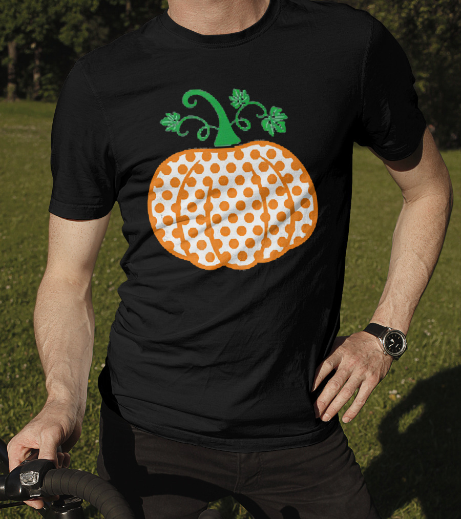 Pumpkin Polka Dot Pattern Autumn Decor T-Shirt
