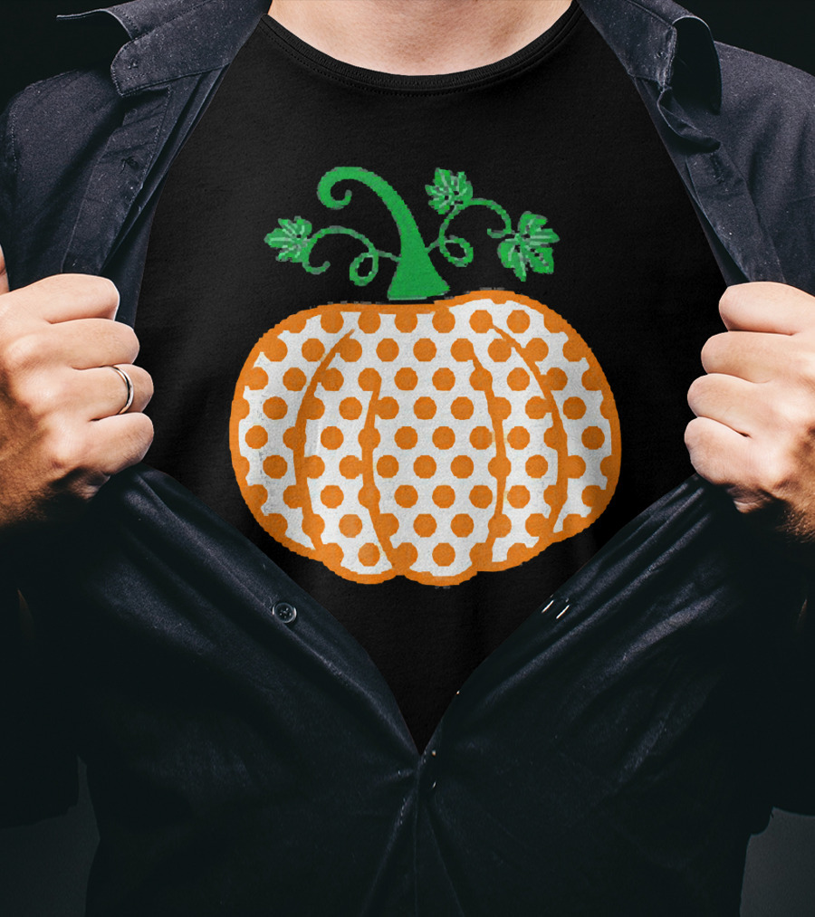 Pumpkin Polka Dot Pattern Autumn Decor T-Shirt