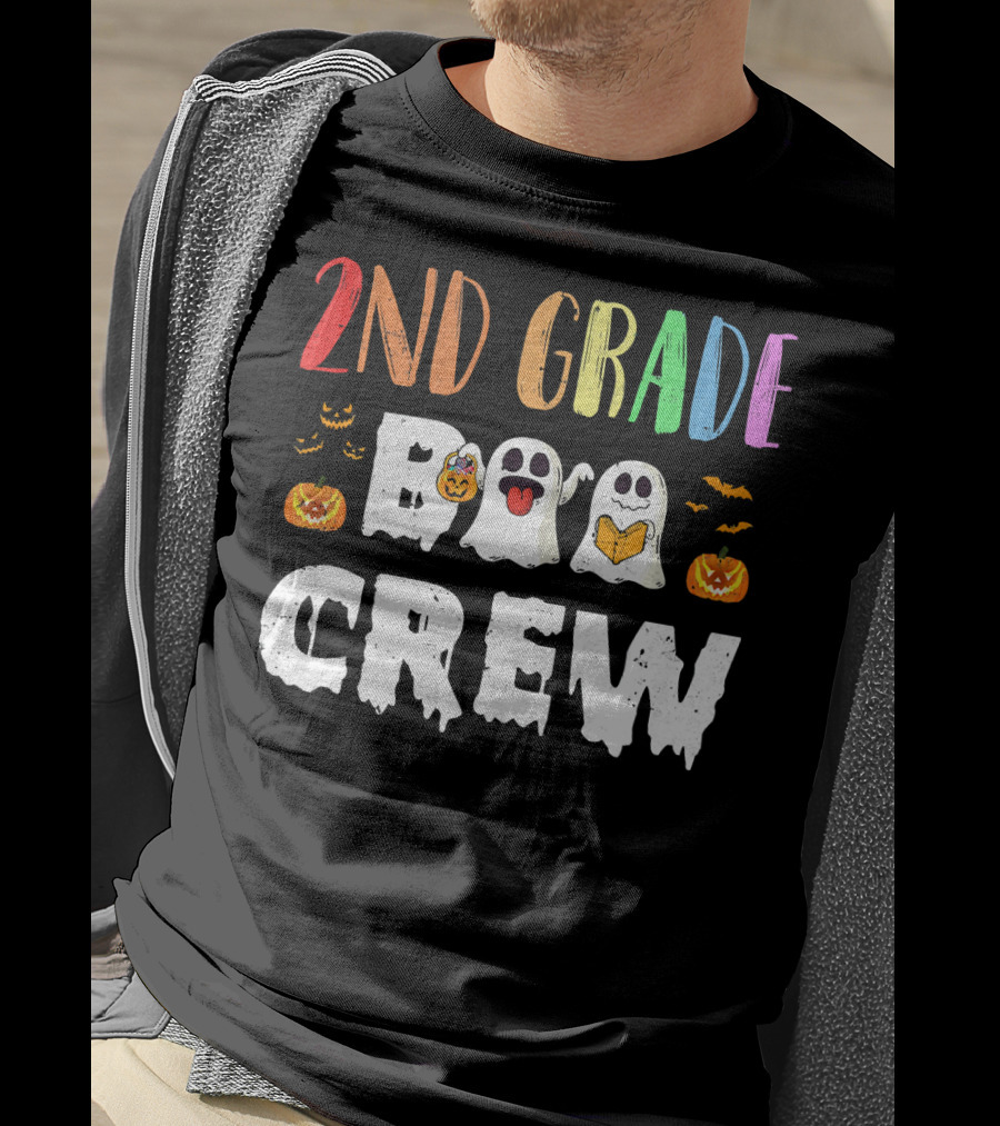 2nd Grade Boo Crew Halloween Ghosts Pumpkins T-Shirt