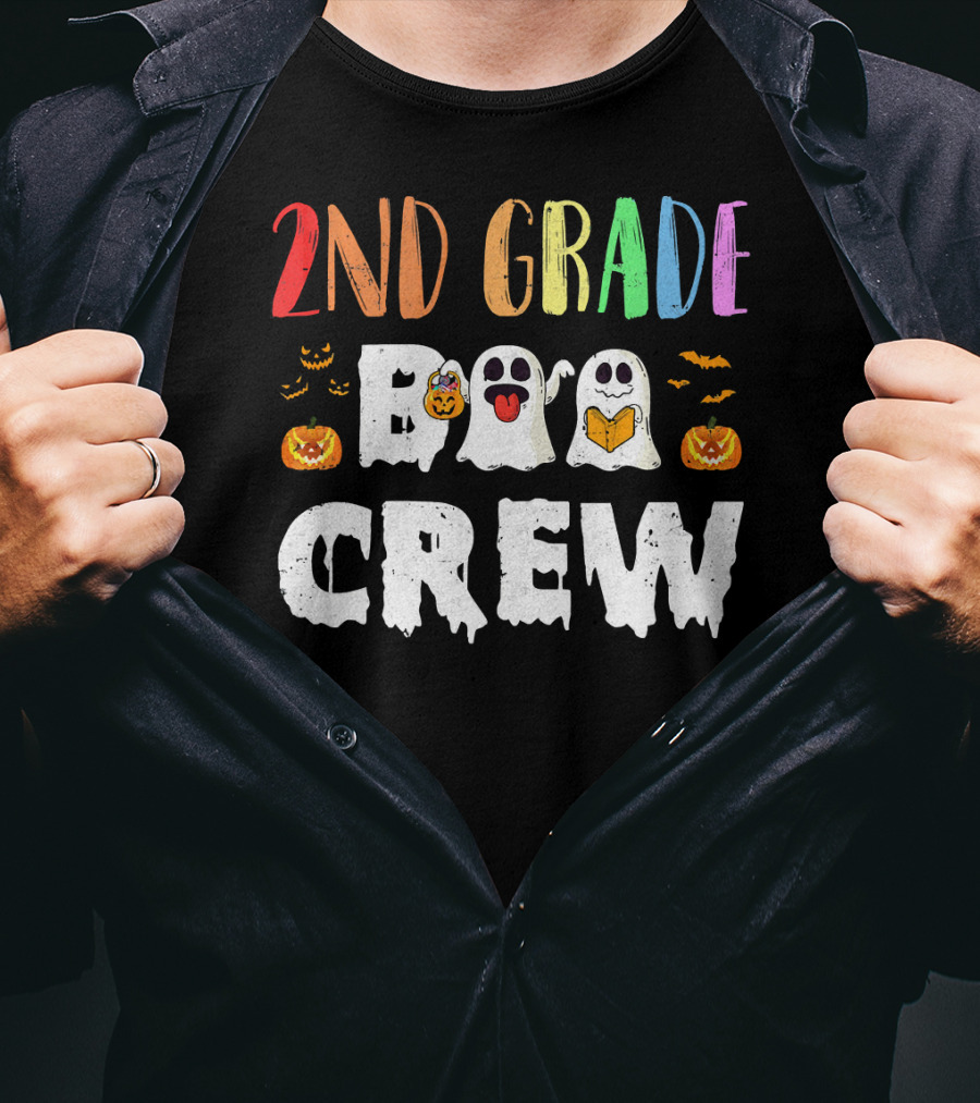 2nd Grade Boo Crew Halloween Ghosts Pumpkins T-Shirt