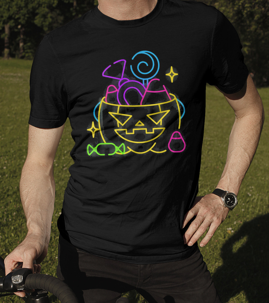 Neon Pumpkin Candy Halloween Costume T-Shirt