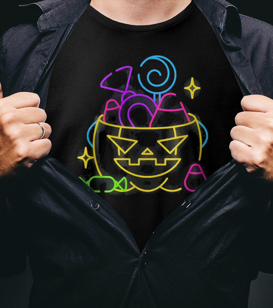 Neon Pumpkin Candy Halloween Costume T-Shirt