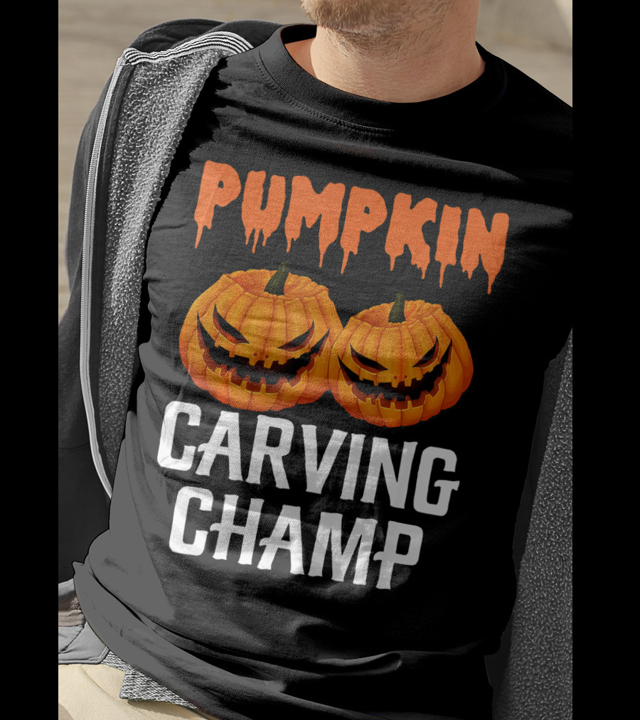 Pumpkin Carving Champ Halloween Creepy Design Competition T-Shirt