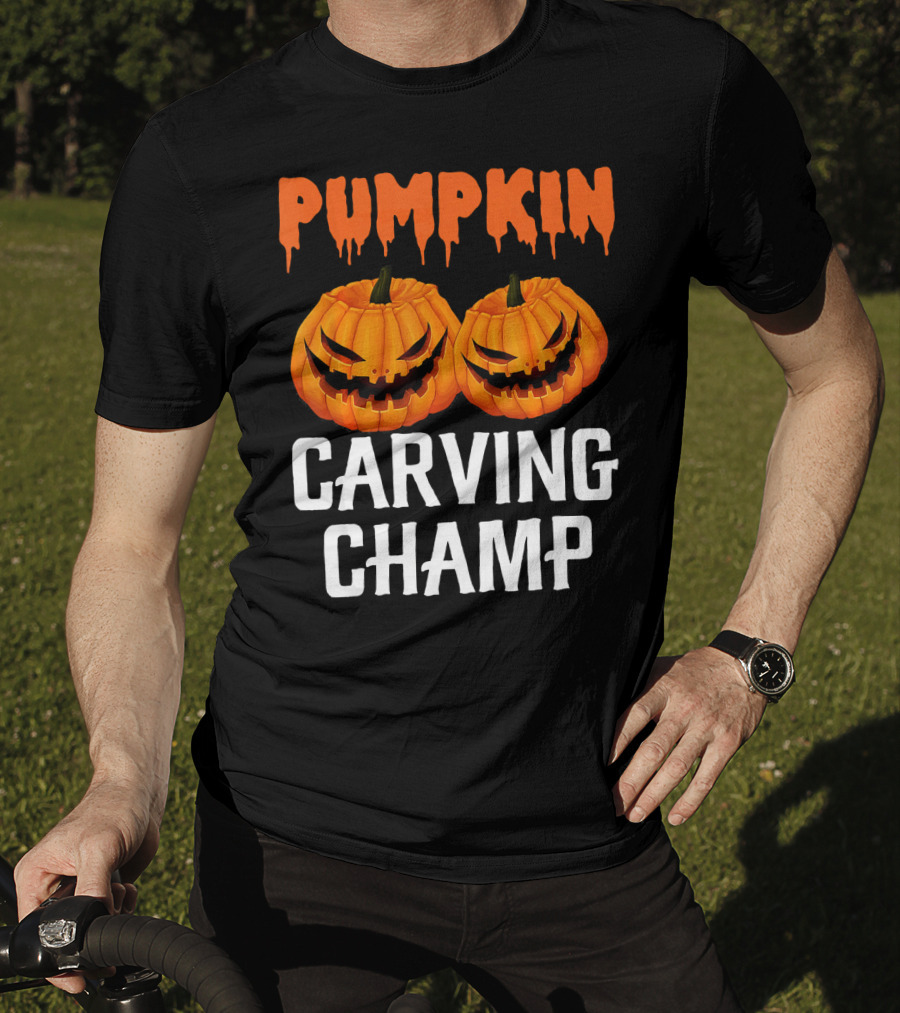 Pumpkin Carving Champ Halloween Creepy Design Competition T-Shirt