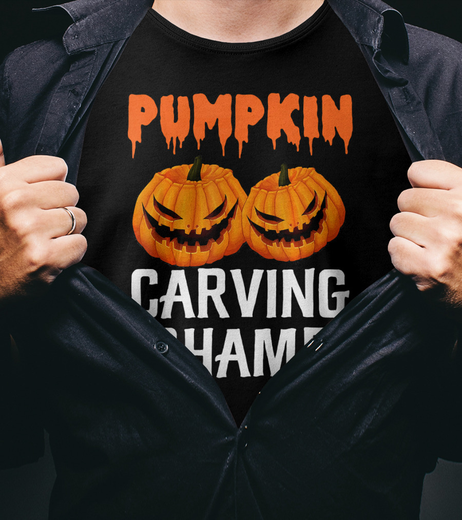 Pumpkin Carving Champ Halloween Creepy Design Competition T-Shirt