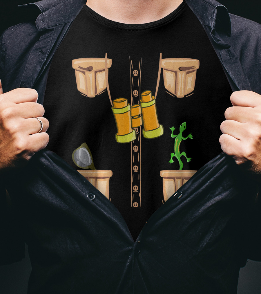 Halloween Animal Zookeeper Jungle Safari Binoculars Lizard Costume T-Shirt