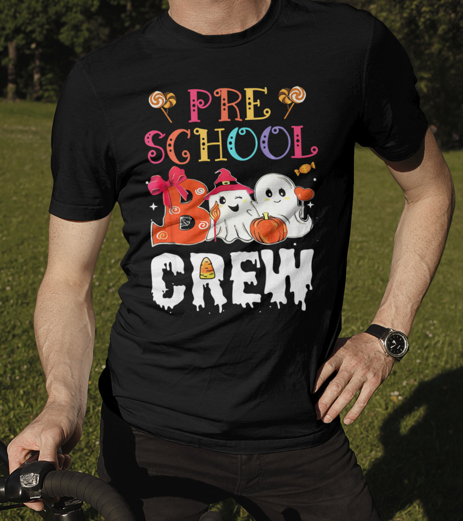Preschool Boo Crew Halloween Ghosts With Candy Pumpkins T-Shirt