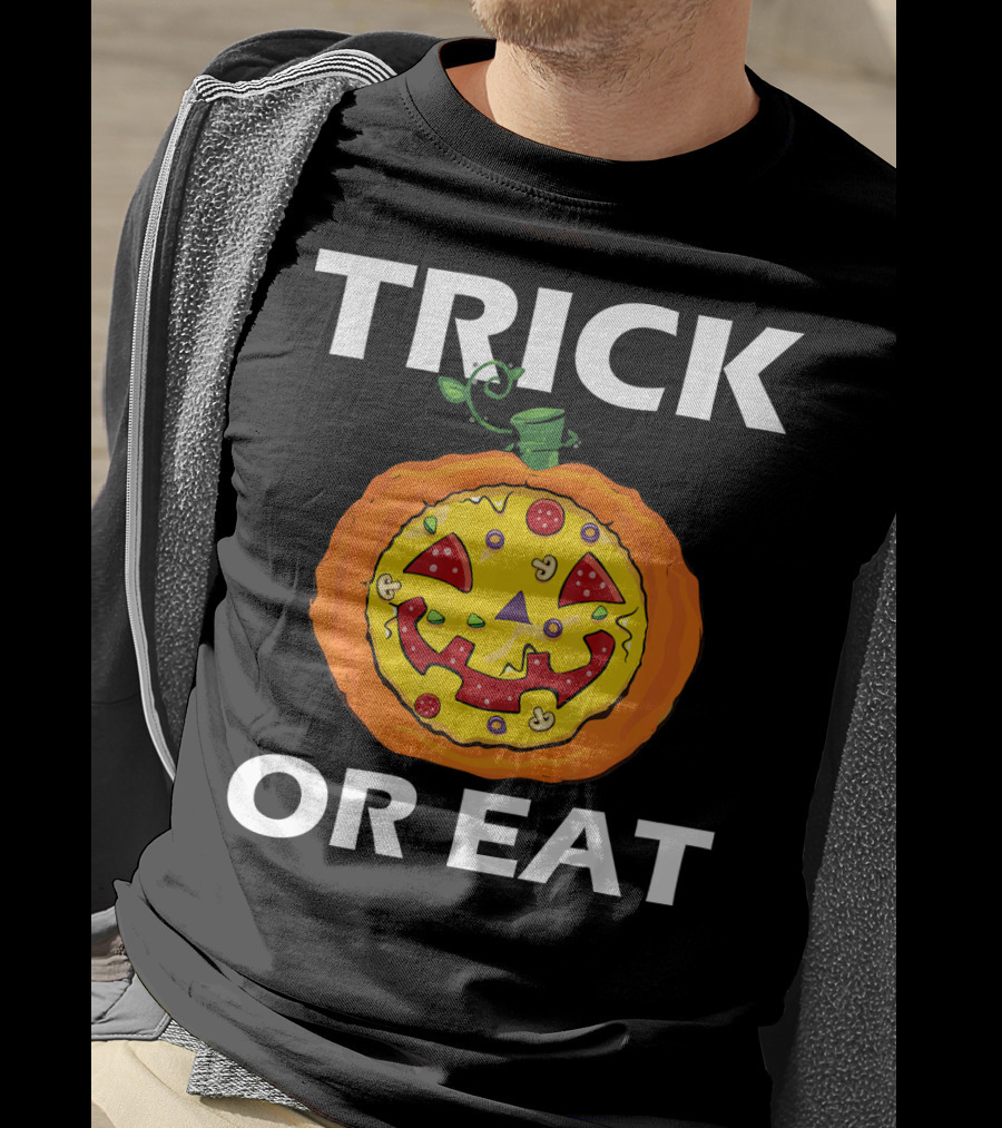 Trick Or Eat Pizza Face Pumpkin Costume T-Shirt