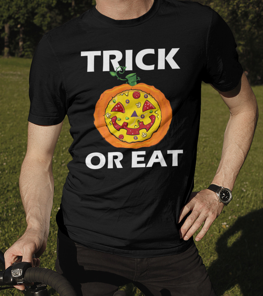 Trick Or Eat Pizza Face Pumpkin Costume T-Shirt