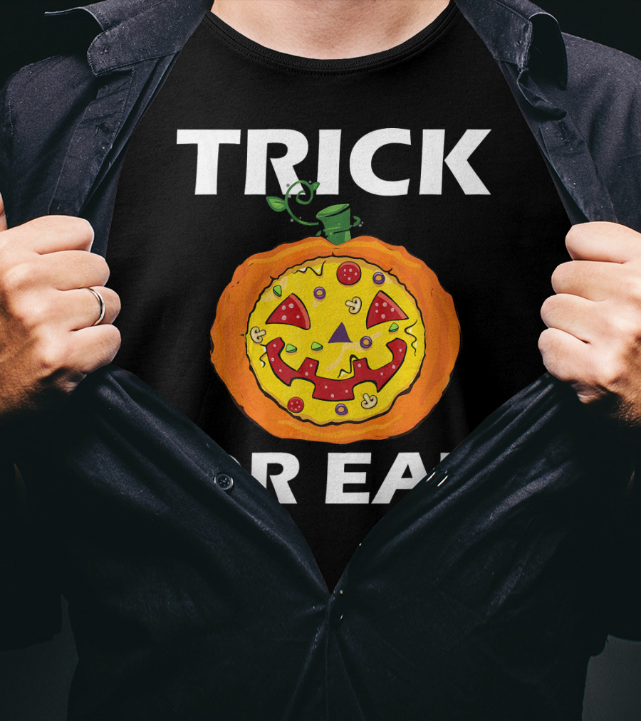 Trick Or Eat Pizza Face Pumpkin Costume T-Shirt