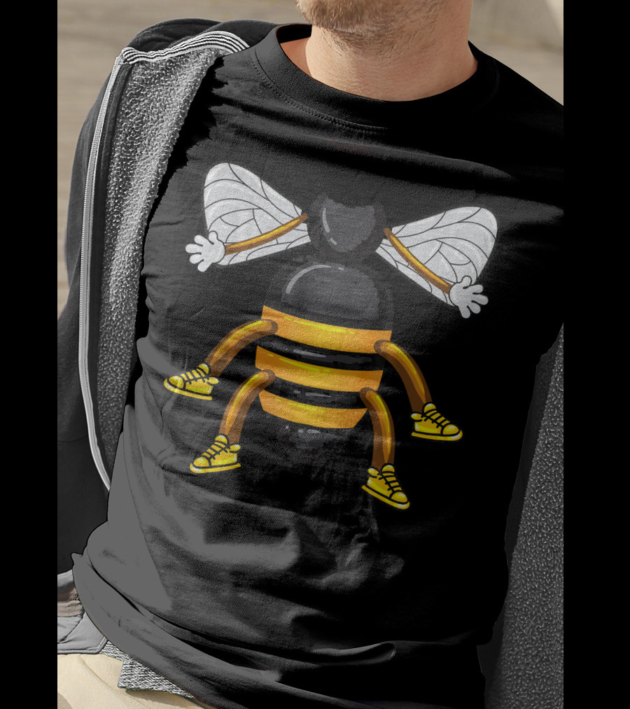 Funny Bee Costume With Sneakers And Cartoon Style Honeybee T-Shirt