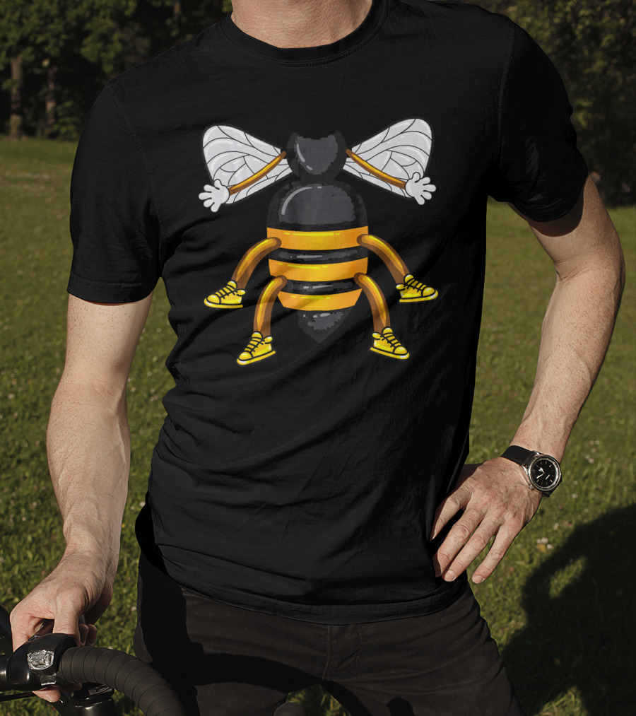 Funny Bee Costume With Sneakers And Cartoon Style Honeybee T-Shirt